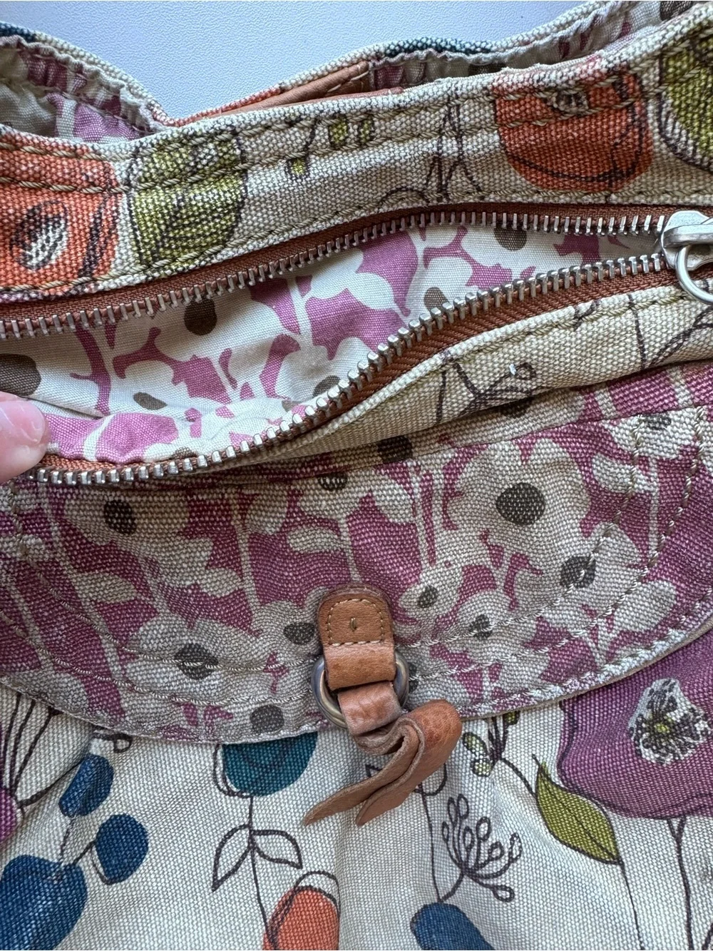 Fossil Floral Canvas Shoulder Bag